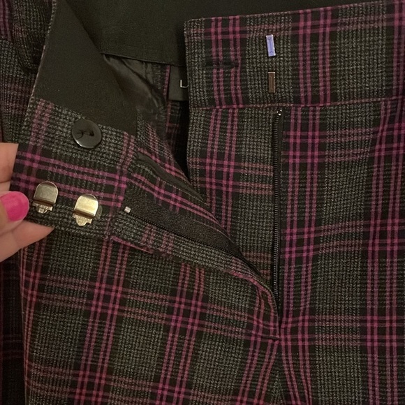 Lane‎ Bryant Women’s Slacks  20R plaid gray & purple Zipper expanded waistband . - Picture 5 of 13